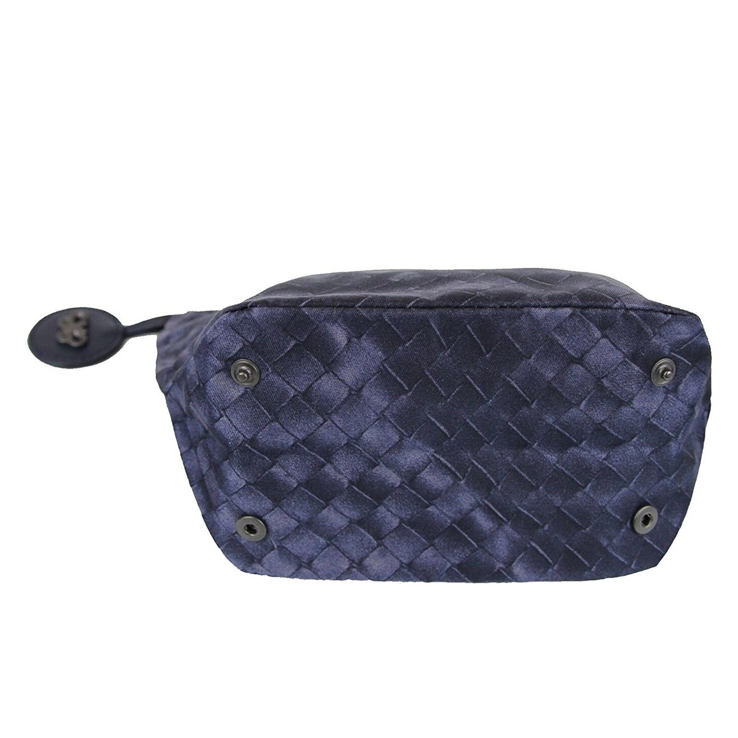 Shop Bottega Veneta Women S Blue Nylon Intrecciolusion Cosmetic Bag