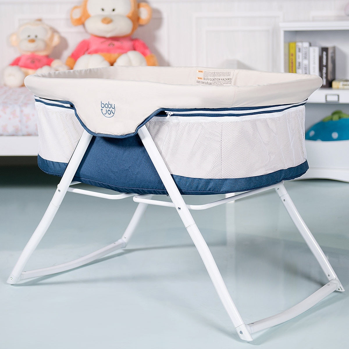 Babyjoy Foldaway Baby Binet Crib Newborn Rocking Sleeper Babyjoy Foldaway Baby Binet Crib Newborn Rocking Sleeper Traveler Portable Bag Beige