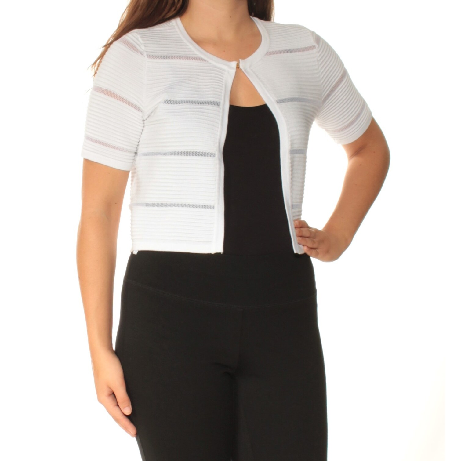 ladies white short sleeve cardigan