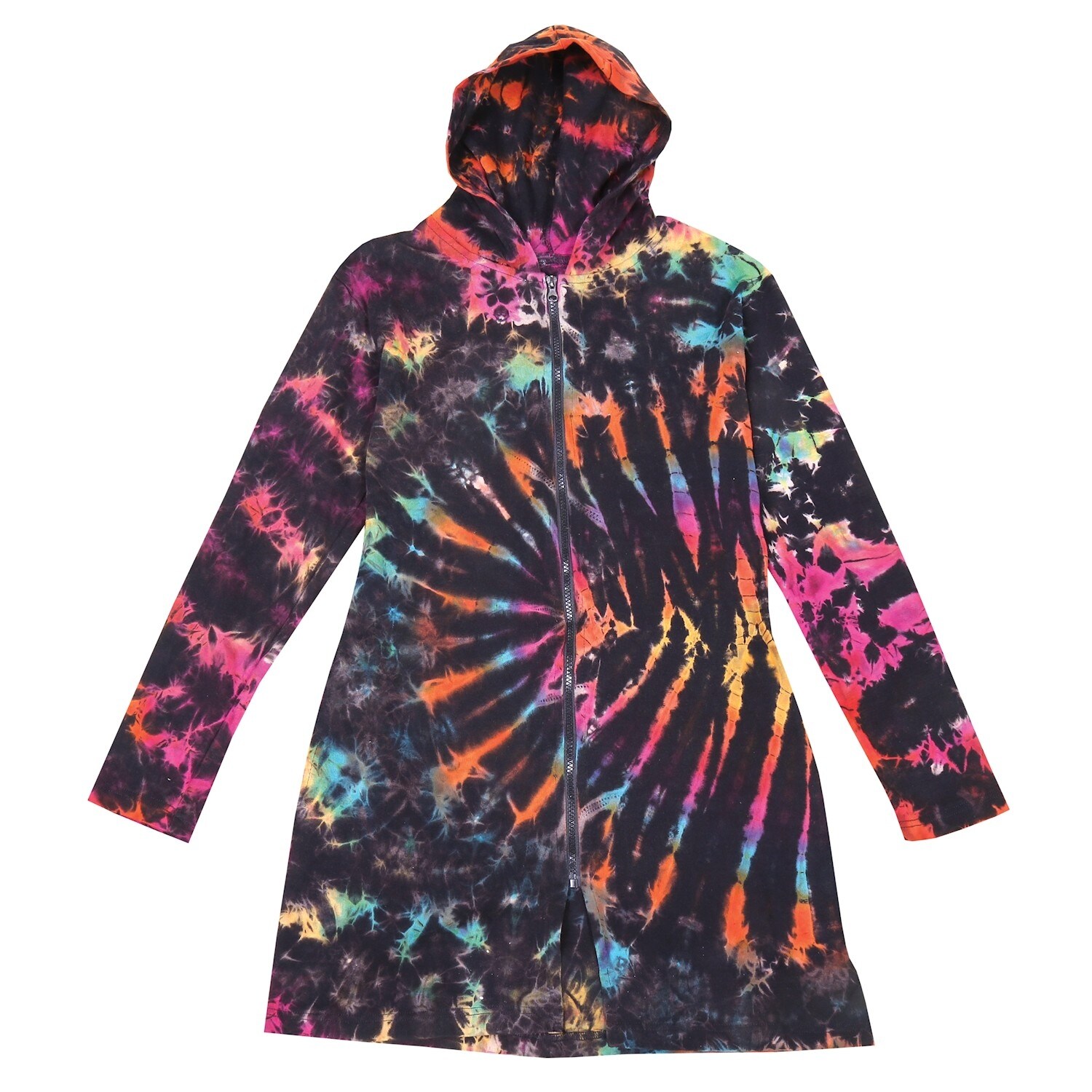 purple and black tie dye hoodie