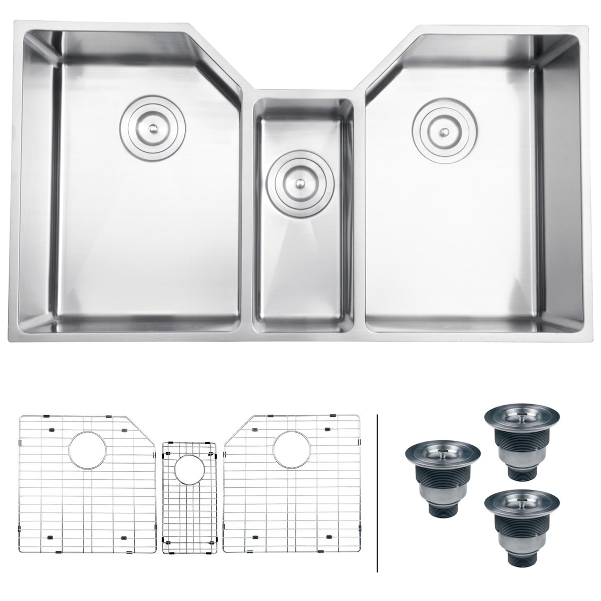 Ruvati Rvh8500 Gravena 35 Undermount Triple Basin 16 Gauge Ruvati Rvh8500 Gravena 35 Undermount Triple Basin 16 Gauge Stainless Steel Kitchen Sink With 3 Racks Basket Strainers