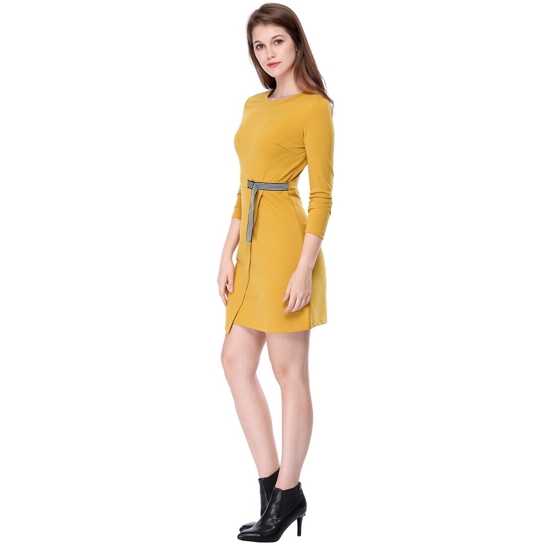 Shop Unique Bargains Women S Striped Belt Decor Casual Business