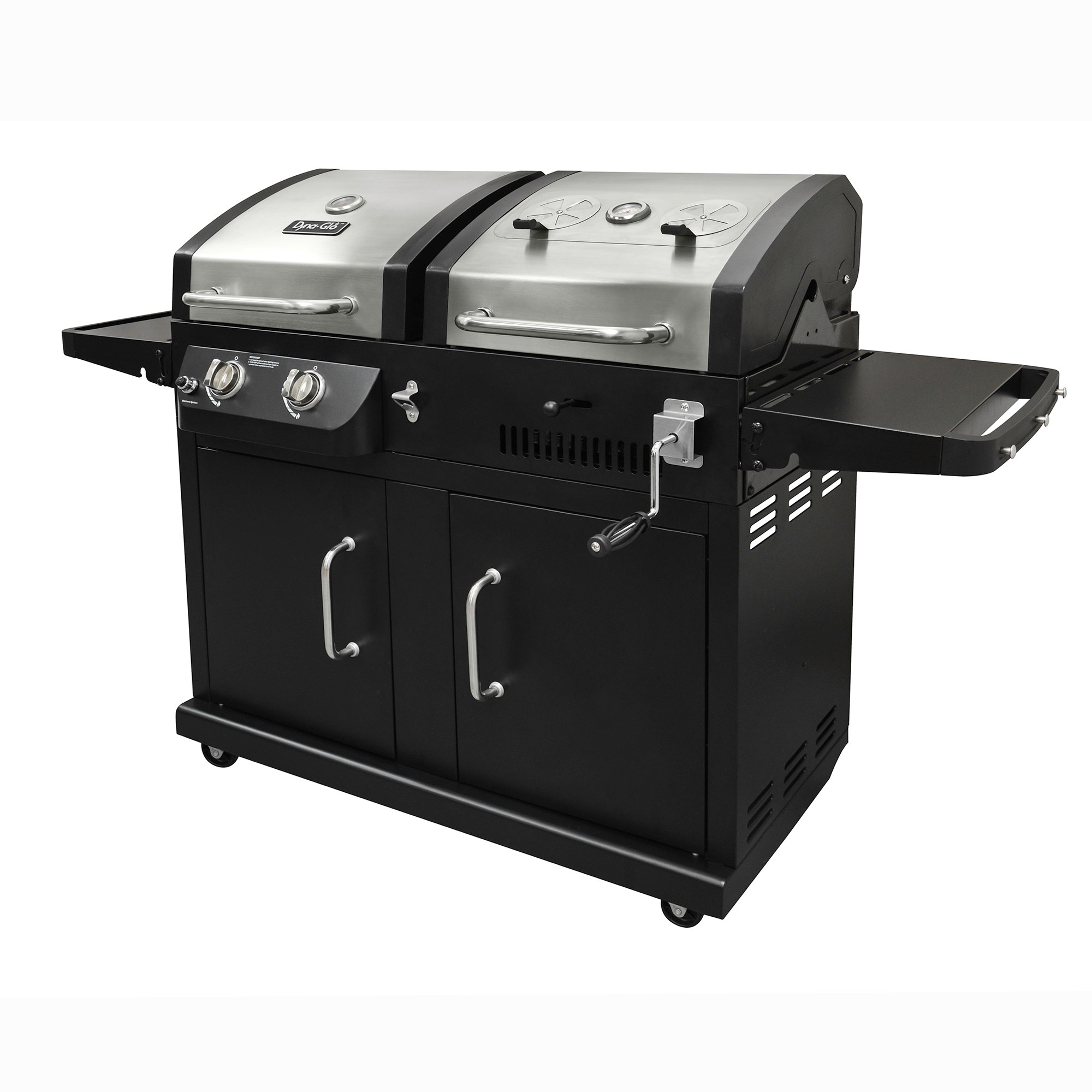 Dyna Glo Dgb730snb D 2 Burner 24 000 Btu Gas And Charcoal Bbq Dyna Glo Dgb730snb D 2 Burner 24 000 Btu Gas And Charcoal Bbq Grill With Adjule Tray 952 Square Of Cooking E