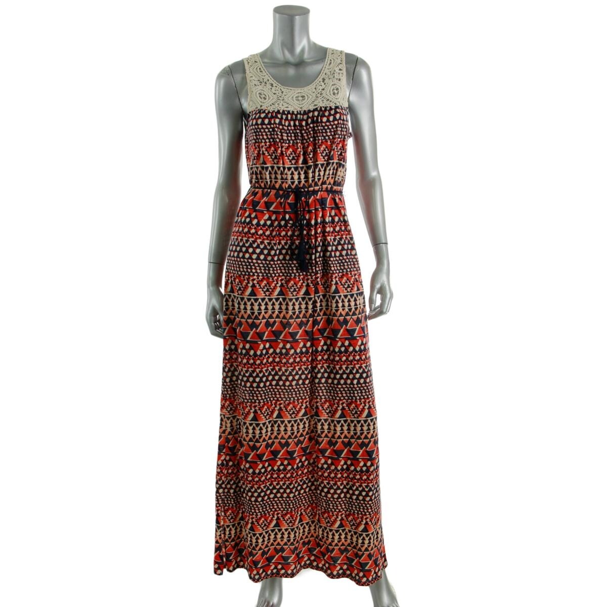 lucky brand border print maxi dress