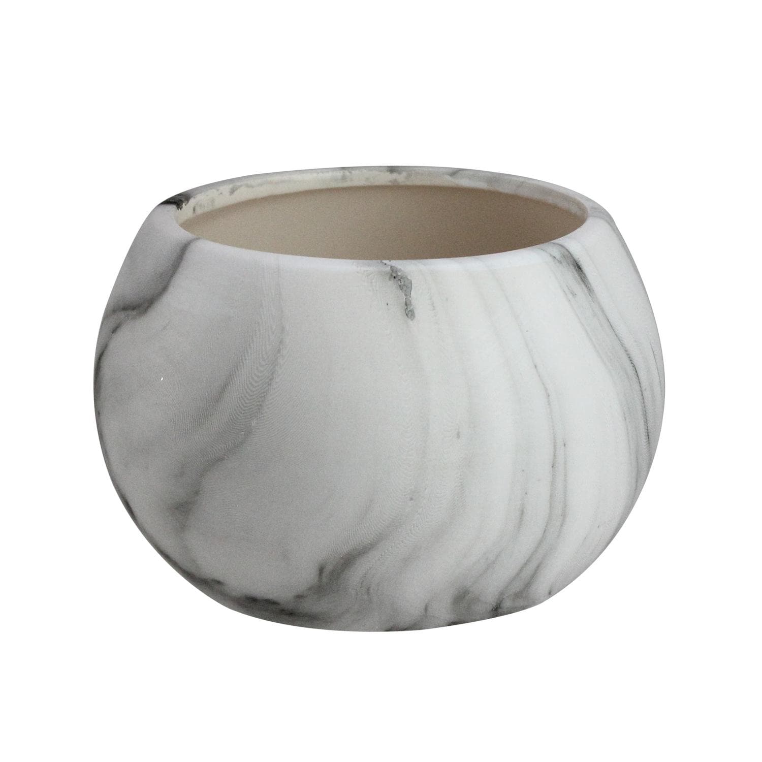 5 Gray Faux Marble Finish Decorative Contemporary Ball Ceramic Planter 5 Gray Faux Marble Finish Decorative Contemporary Ball Ceramic Planter