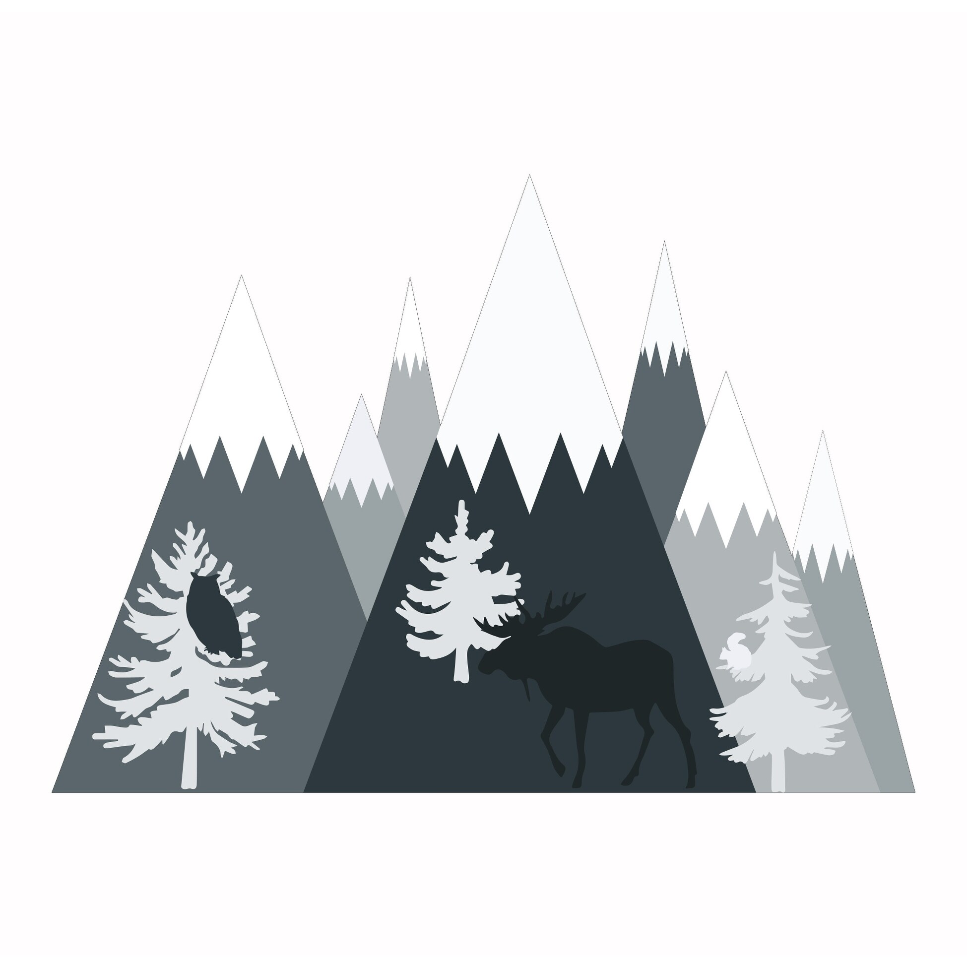 Shop Mountain Wall Decal With Bear Moose On Sale Overstock 21796431