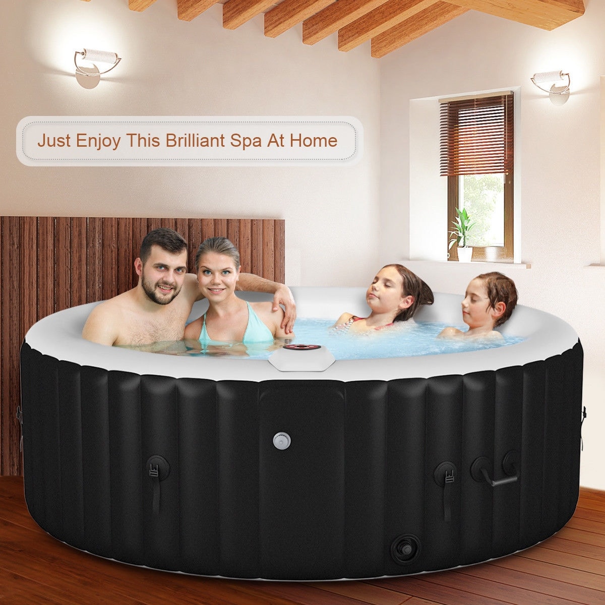 Goplus Portable Inflatable Massage Spa Hot Tub 4 Person
