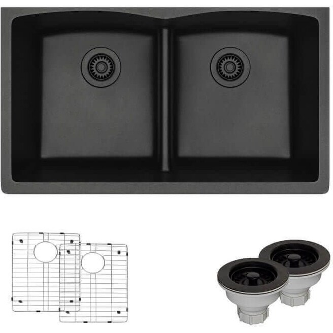 Rene By Elkay R3 1007 Cgs 33 Double Basin Composite Rene By Elkay R3 1007 Cgs 33 Double Basin Composite Granite Kitchen Sink Racks And Basket Strainers Included