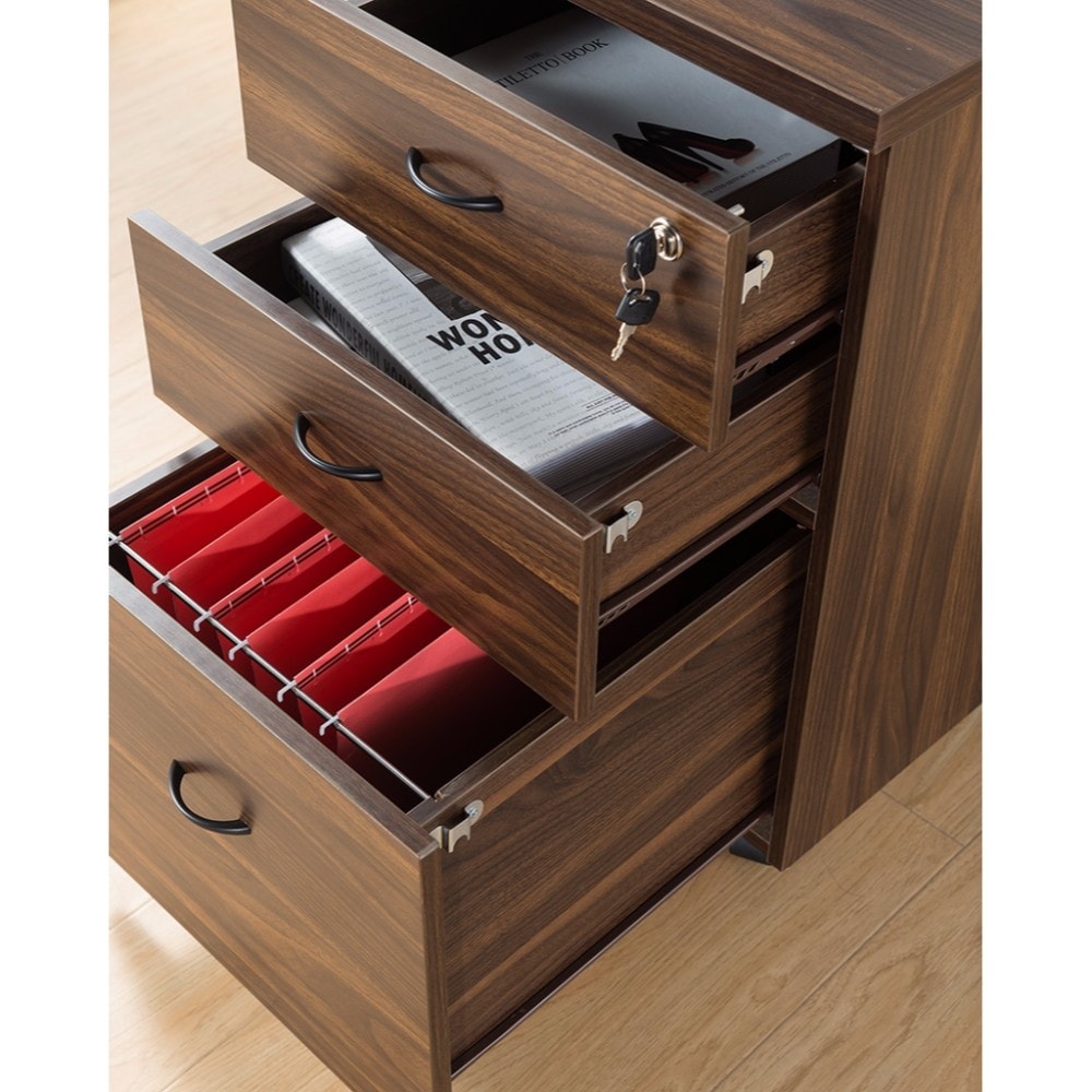Wooden File Cabinet With Three Drawers Dark Brown Free Wooden File Cabinet With Three Drawers Dark Brown Free Shipping Today 24232488