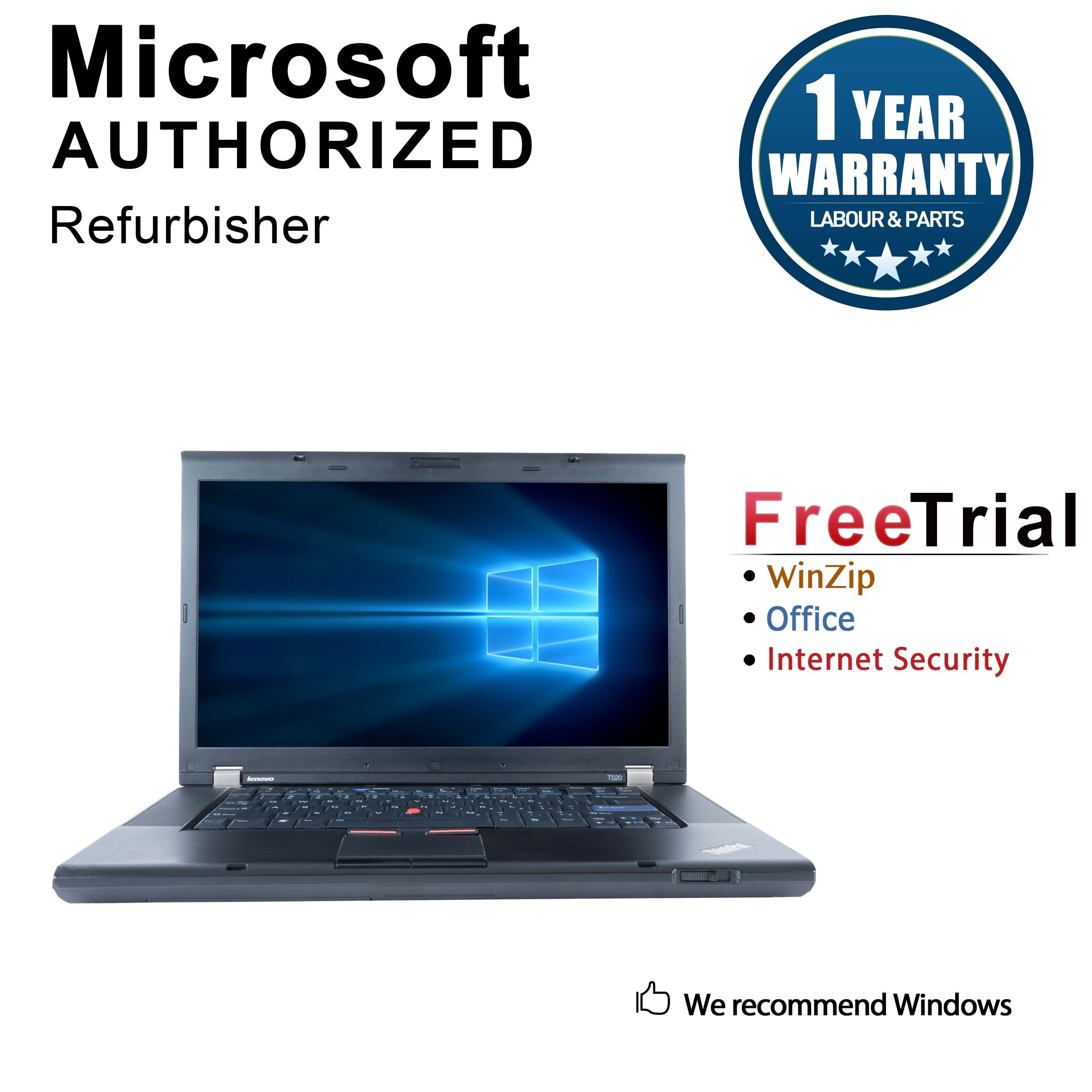 Refurbished Lenovo Thinkpad T520 15 6 Laptop Intel Core I7 2620m 2 7g 4g Ddr3 1tb Dvd Win 10 Professional 64 1 Year Warranty