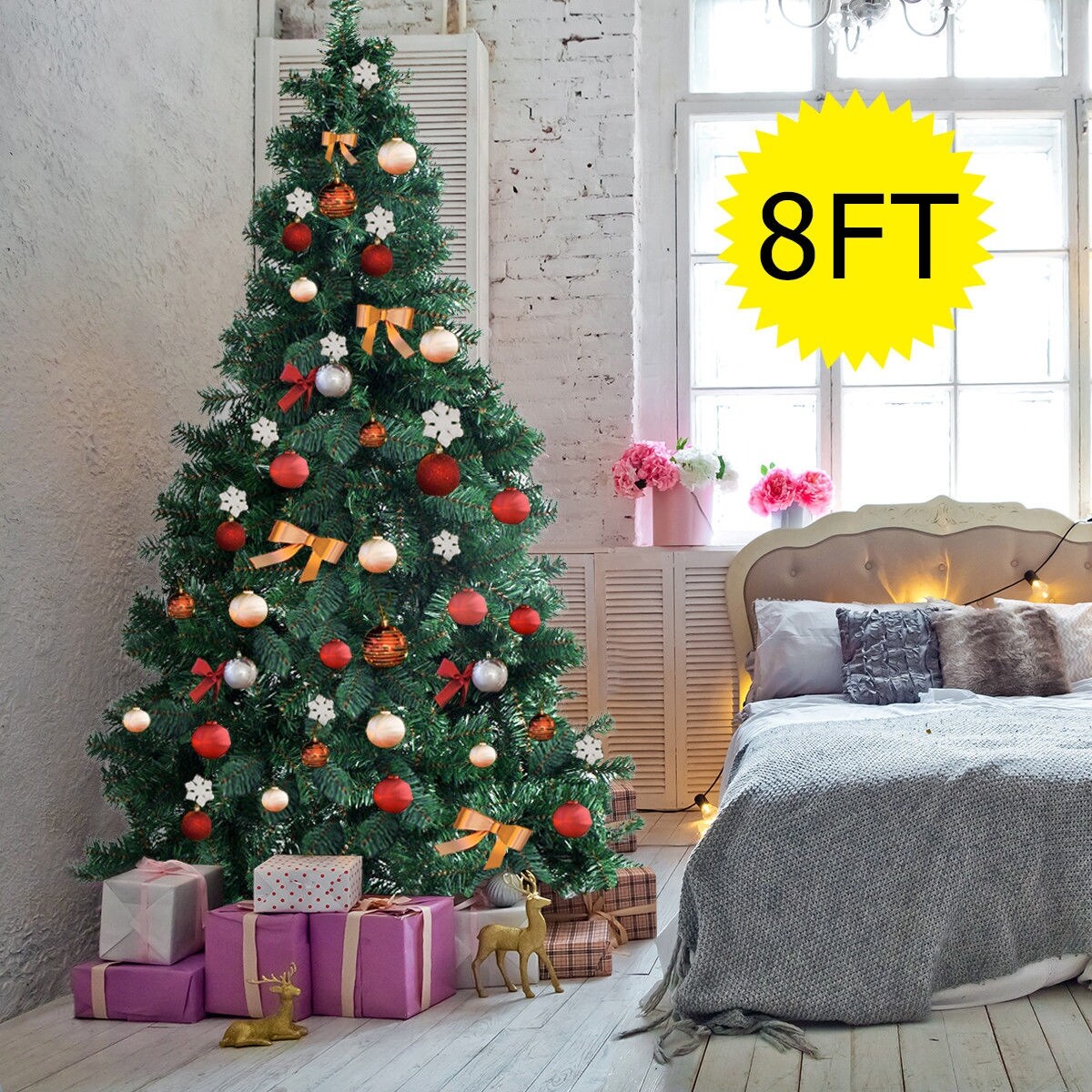 Shop Gymax 8Ft Green Holiday Season Artificial PVC Christmas Tree Shop Gymax 8Ft Green Holiday Season Artificial PVC Christmas Tree
