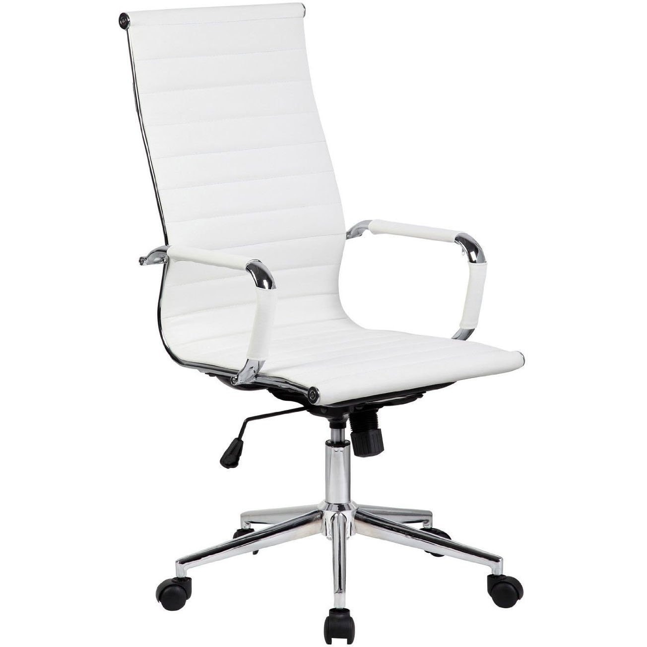 2xhome White Executive Ergonomic High Back Modern Office Chair 2xhome White Executive Ergonomic High Back Modern Office Chair Ribbed Pu Leather Swivel For Manager Conference Computer Desk On Free Shipping