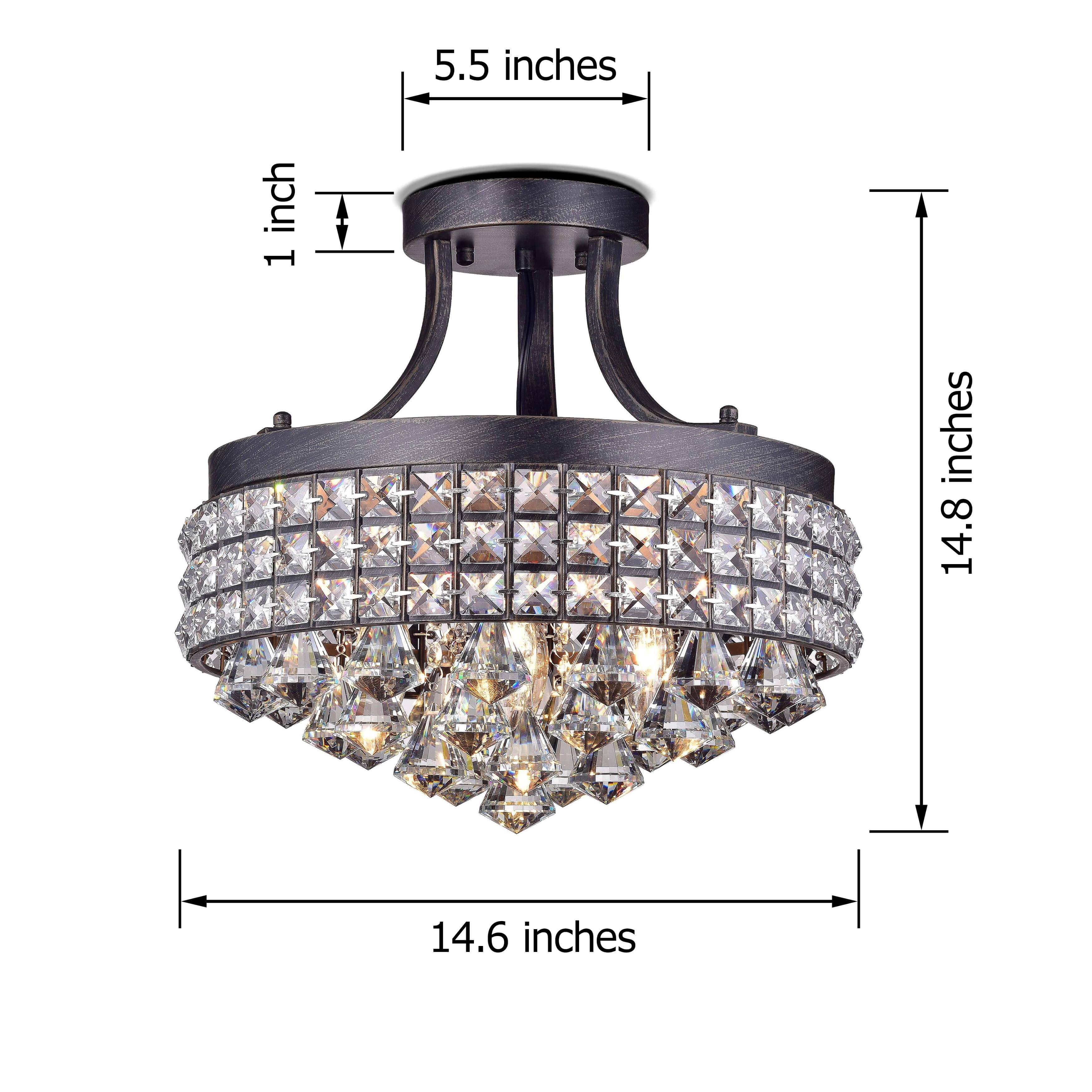 Antonia 4 Light Antique Black Iron Shade Crystal Semi Flush Mount On Sale Overstock 9237715