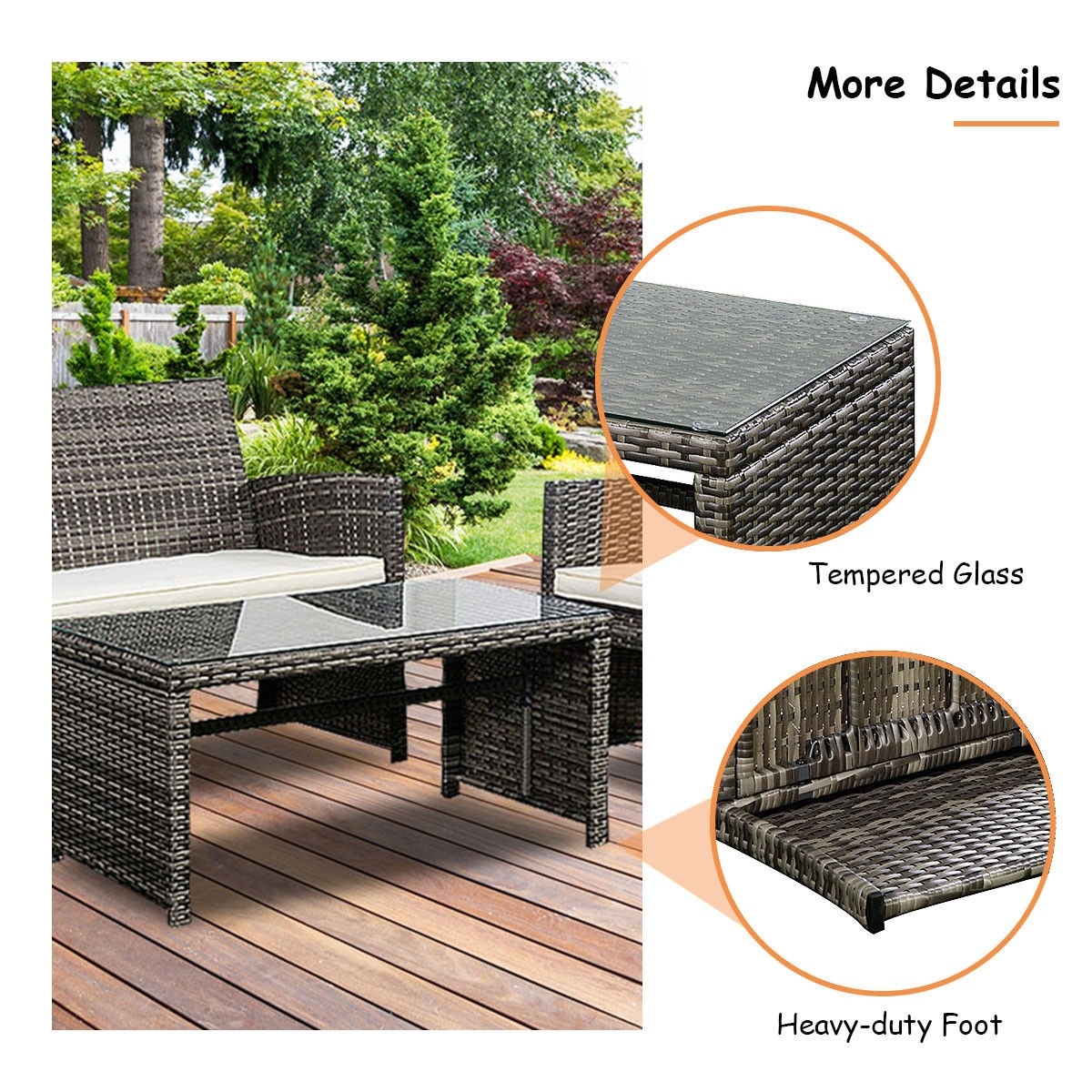 Costway 4 Pc Rattan Patio Furniture Set Garden Lawn Sofa Cushioned Costway 4 Pc Rattan Patio Furniture Set Garden Lawn Sofa Cushioned Seat Mix Gray Wicker Free Shipping Today 22217259