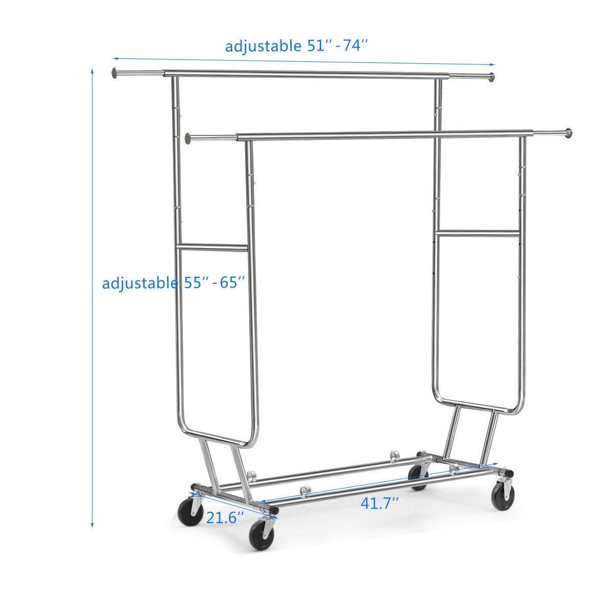 Shop costway commercial grade collapsible clothing rolling double garment rack hanger holder silver free shipping today overstock com 17950503