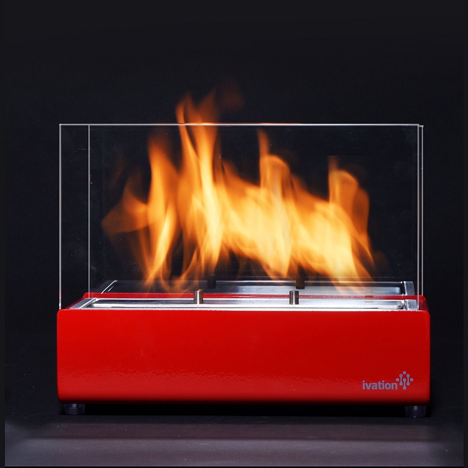 Shop Ivation Vent Less Compact Tabletop Fireplace Red Stainless