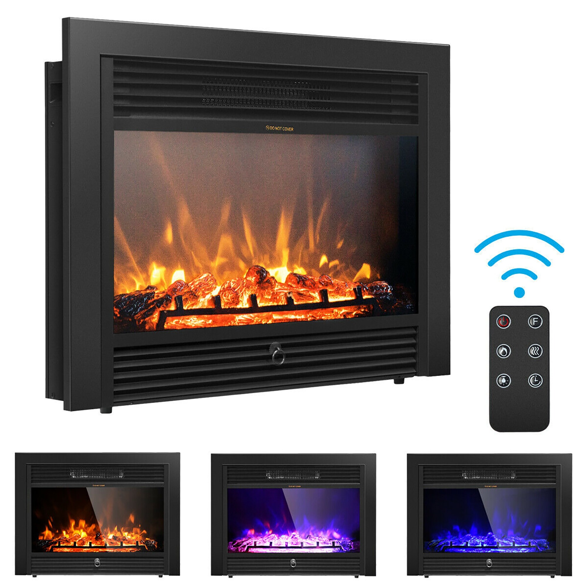 Shop Costway 28 5 Fireplace Electric Embedded Insert Heater Glass