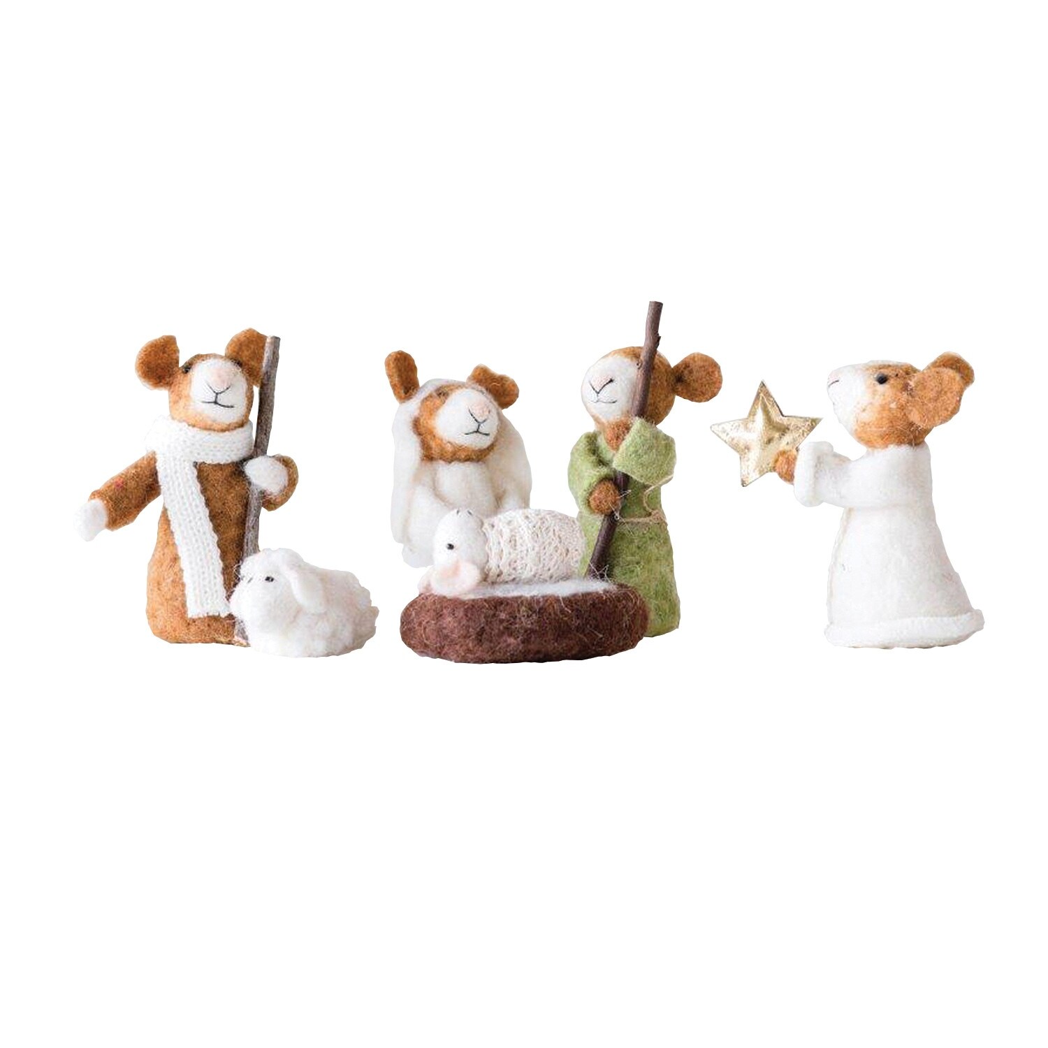 Shop Creative Co Op Mouse Nativity Scene Felted Wool Mice 6 Piece