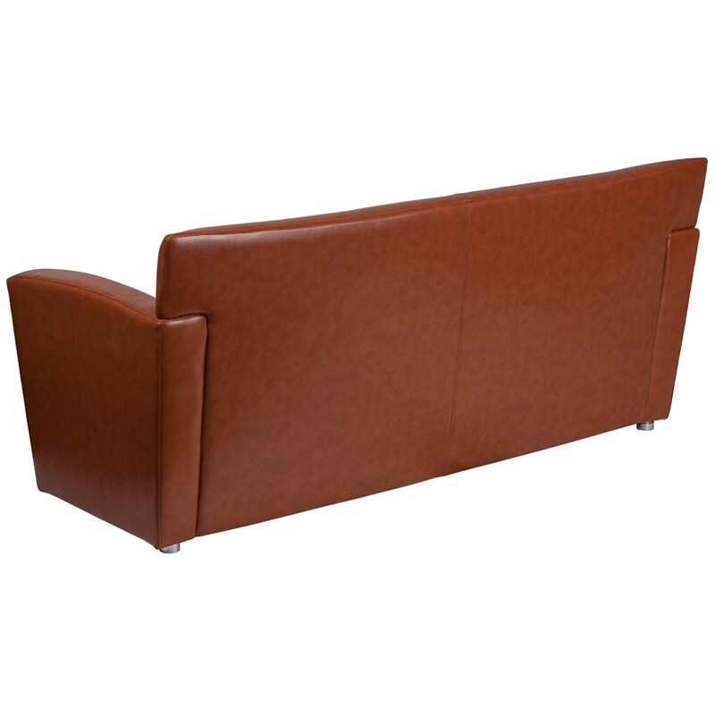 Radisson Cognac Leather Sofa W Brushed Aluminium Feet