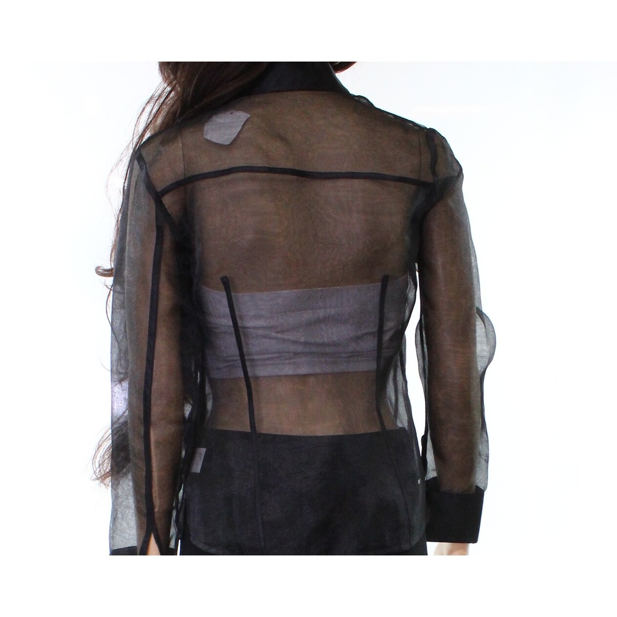 Shop Elvi New Black Women S Size 10 Sheer Organza Button Down