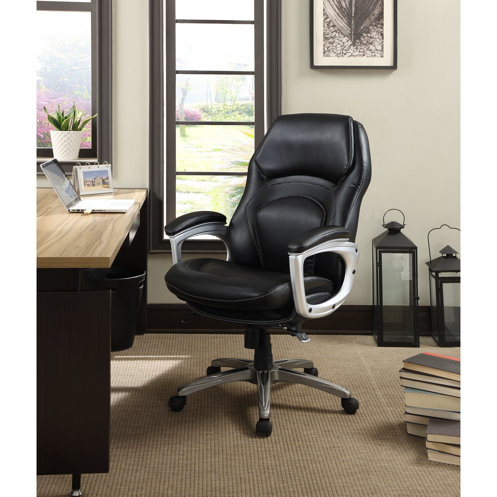 Serta Back In Motion Bonded Leather Health And Wellness Executive Office Chair Overstock 9088607