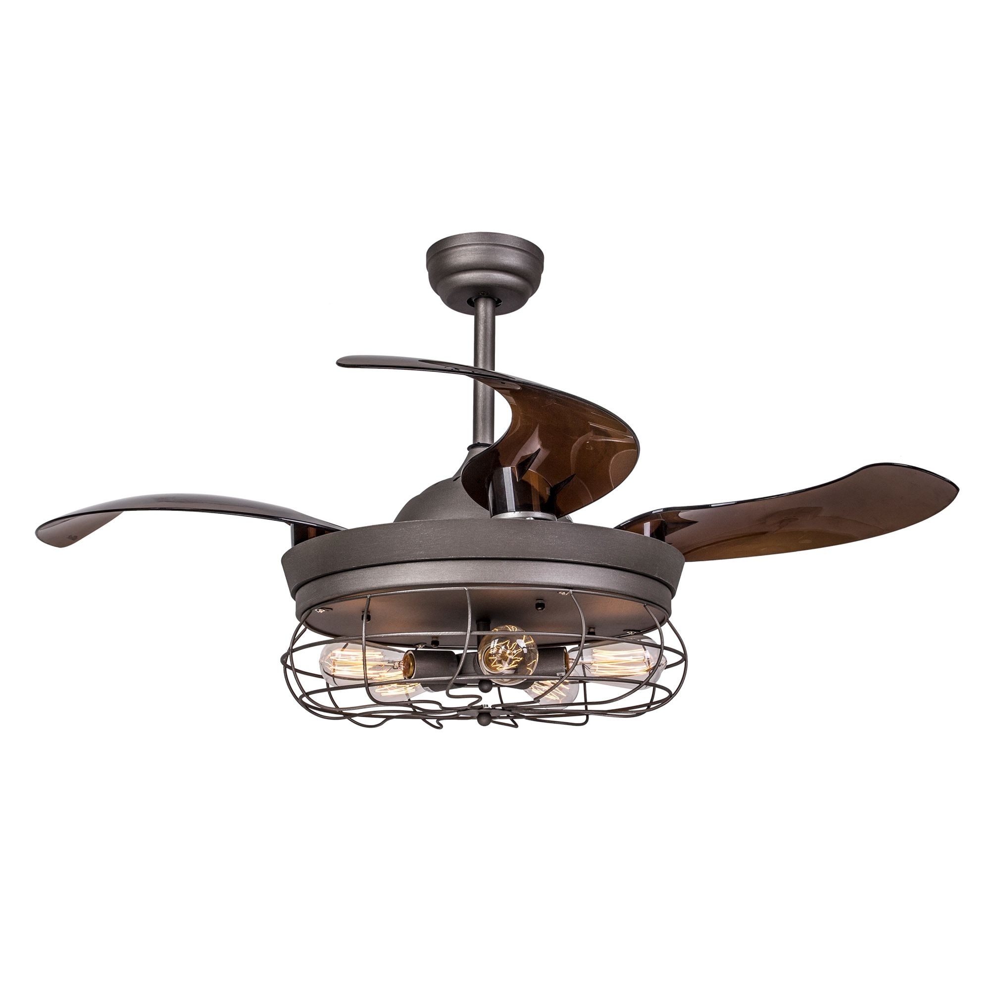 Shop rustic 46 inch retractable blades ceiling fan with 5 lights free shipping today overstock com 18915968
