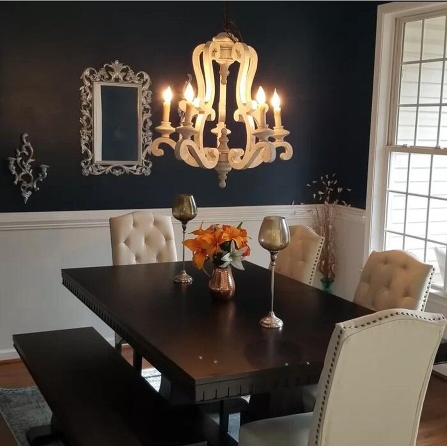 Farmhouse Distressed Antique White 5 Light Wood Chandeliers Farmhouse Distressed Antique White 5 Light Wood Chandeliers On Free Shipping Today 19502082