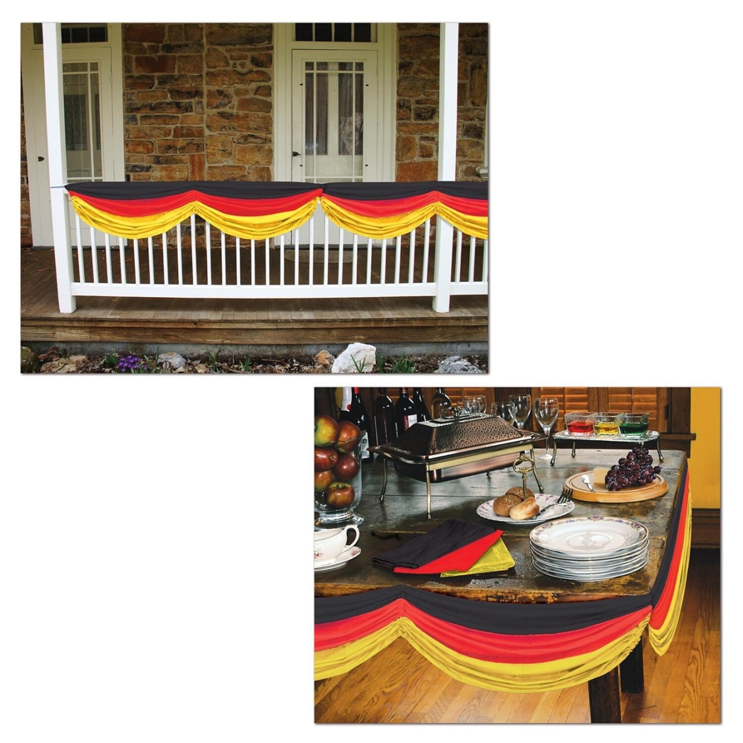 Shop Pack Of 6 Black Red And Yellow German Fabric Bunting Hanging