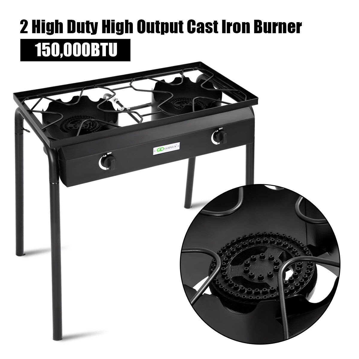 Shop Goplus Propane 150000 Btu Double Burner Gas Cooker Stand