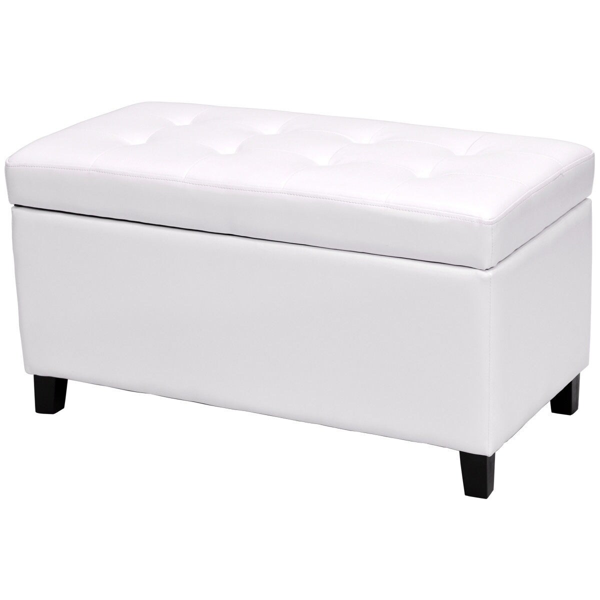 Costway 33 5 Storage Ottoman Bench Single Footstool Costway 33 5 Storage Ottoman Bench Single Footstool Pu Leather Seat Box White Free Shipping Today 20445682