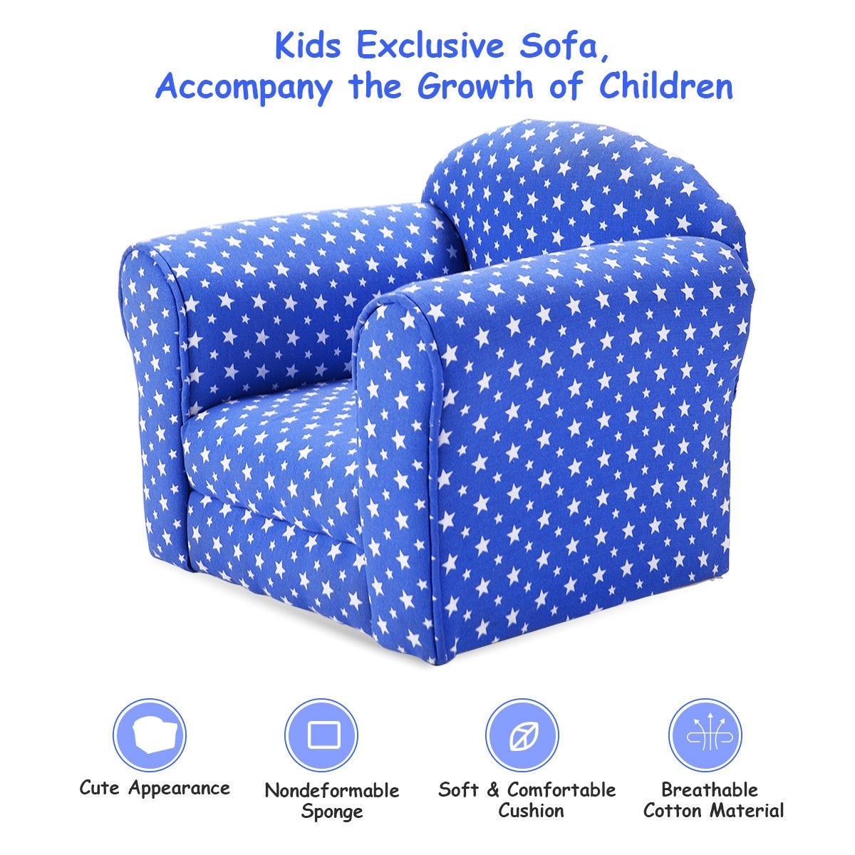Costway Blue W Stars Kid Sofa Armrest Chair Couch Children Costway Blue W Stars Kid Sofa Armrest Chair Couch Children Living Room Toddler Furniture On Free Shipping Today 16120465