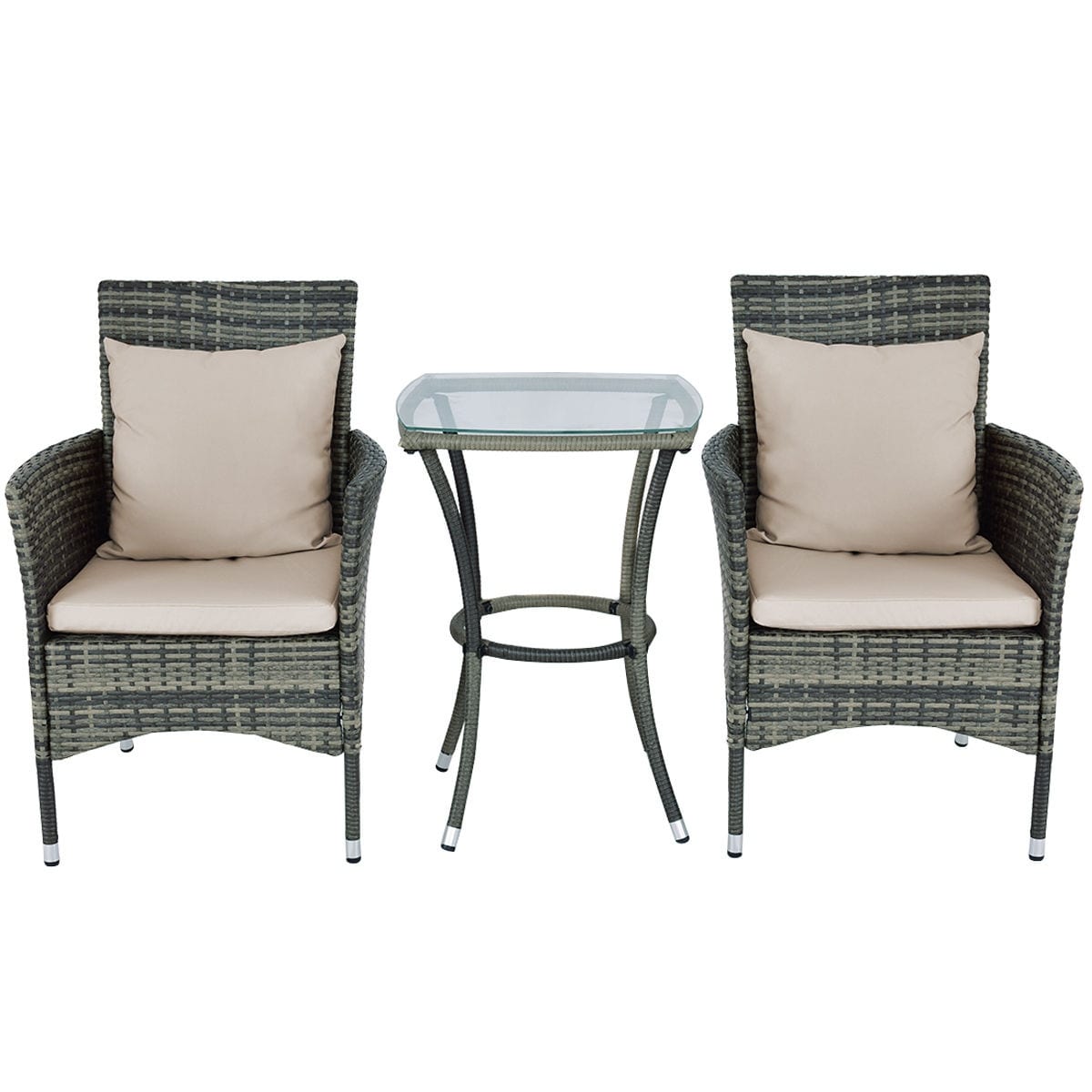 Costway 3PCS Patio Rattan Furniture Set Chairs & Table Garden Coffee ... Costway 3PCS Patio Rattan Furniture Set Chairs & Table Garden Coffee ...
