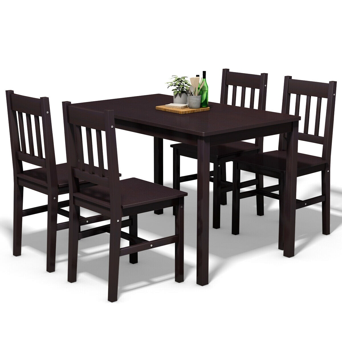 Shop Gymax 5 Piece Dining Table Set 4 Chairs Wood Home Kitchen