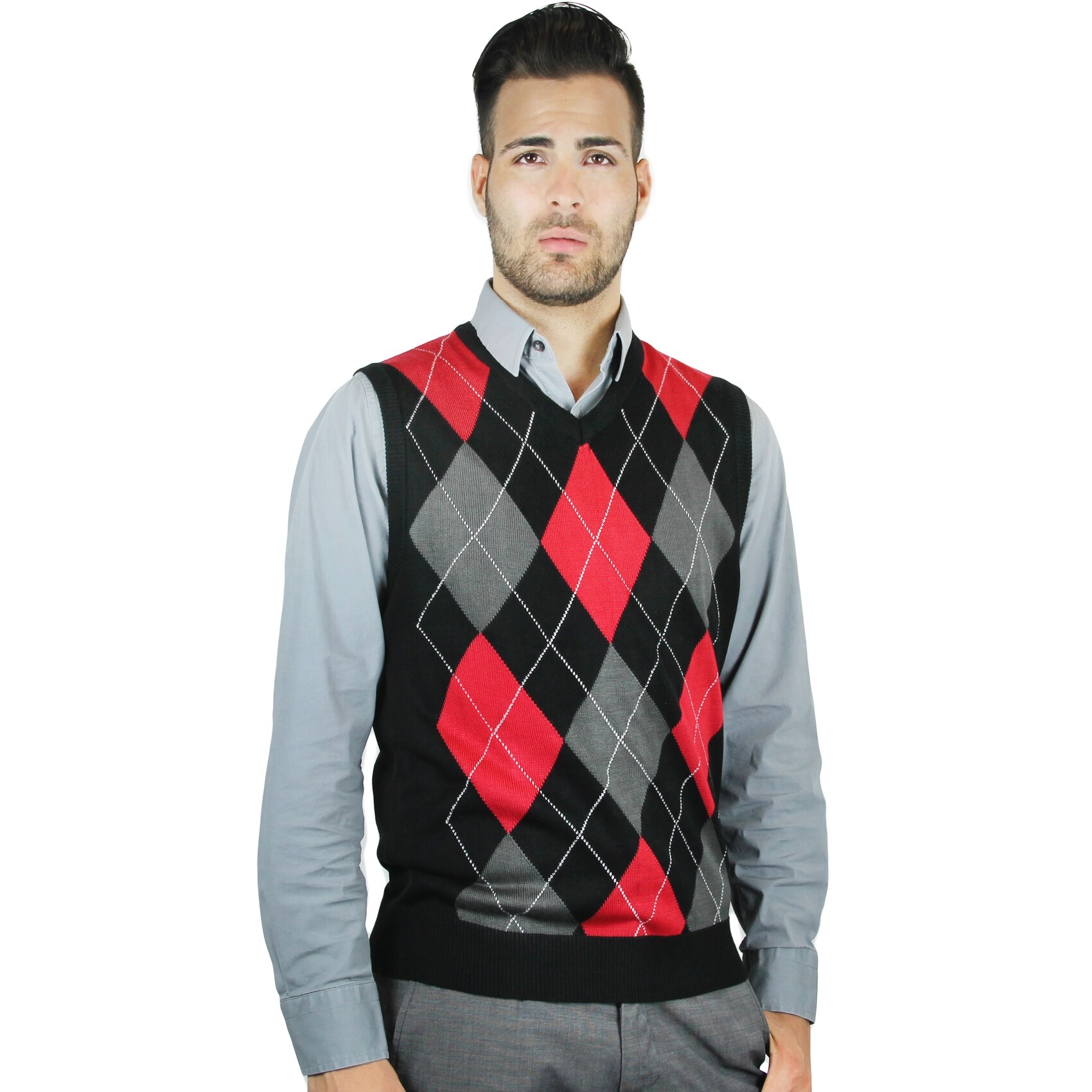 red and black sweater vest
