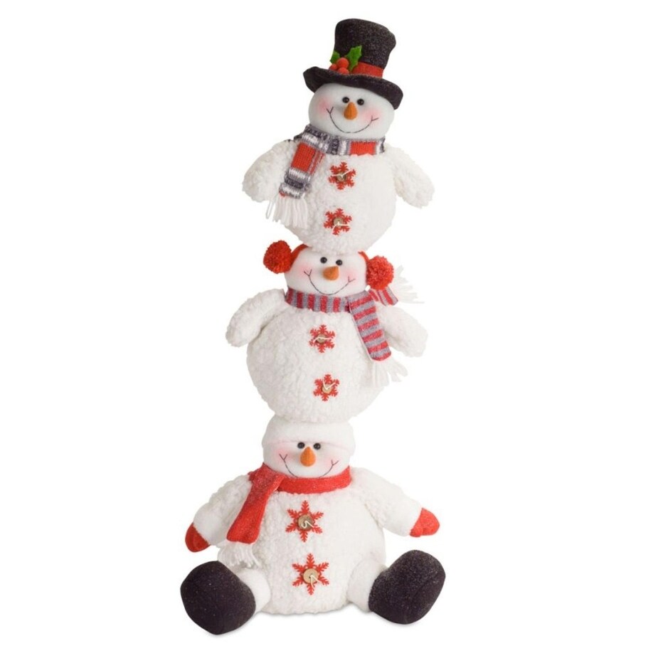 Set Of 2 Festive Stacked Snowman Floor Decoration 27 5 White