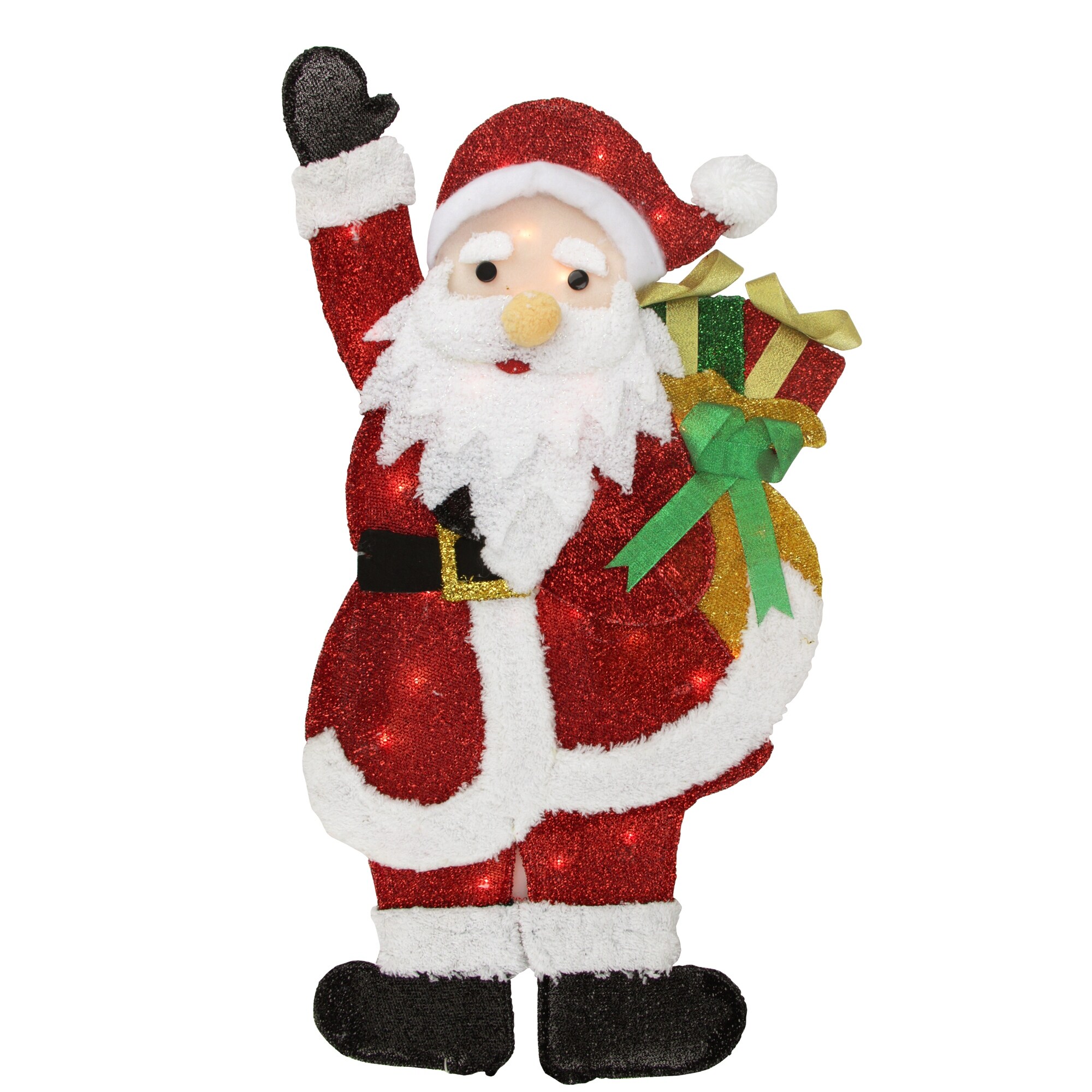 Shop 32 Lighted Tinsel Waving Santa With Gift Christmas Outdoor