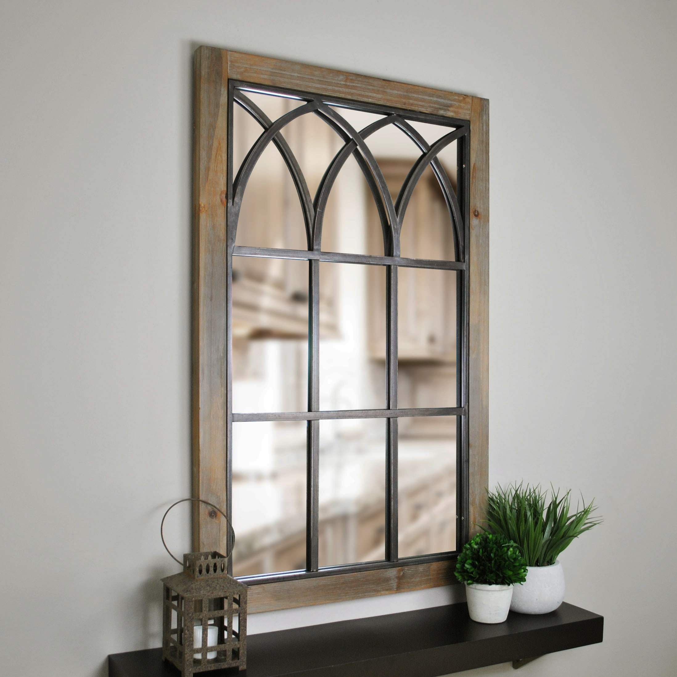 Grandview Arched Farmhouse Window Mirror Wood 24 X 2 X 37 5 In American Designed Overstock 22804718