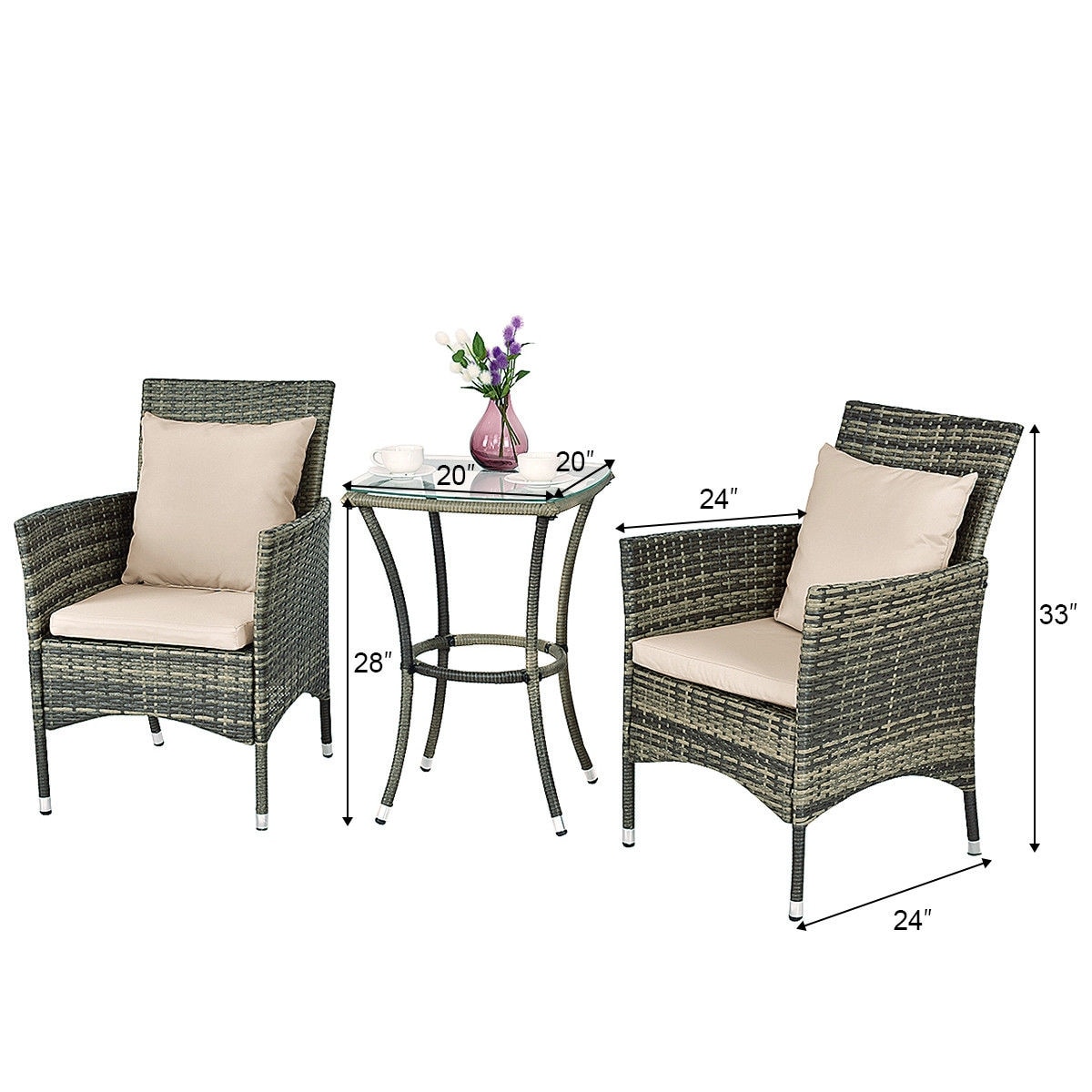Costway 3pcs Patio Rattan Furniture Set Chairs Table Garden Costway 3pcs Patio Rattan Furniture Set Chairs Table Garden Coffee As Pic On Free Shipping Today 17284169