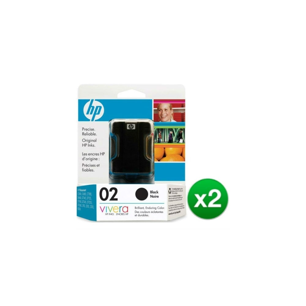 Shop HP 02 Black Original Ink Cartridge (C8721WN) (2-Pack) - Free Shipping Today - Overstock.com - 19316185