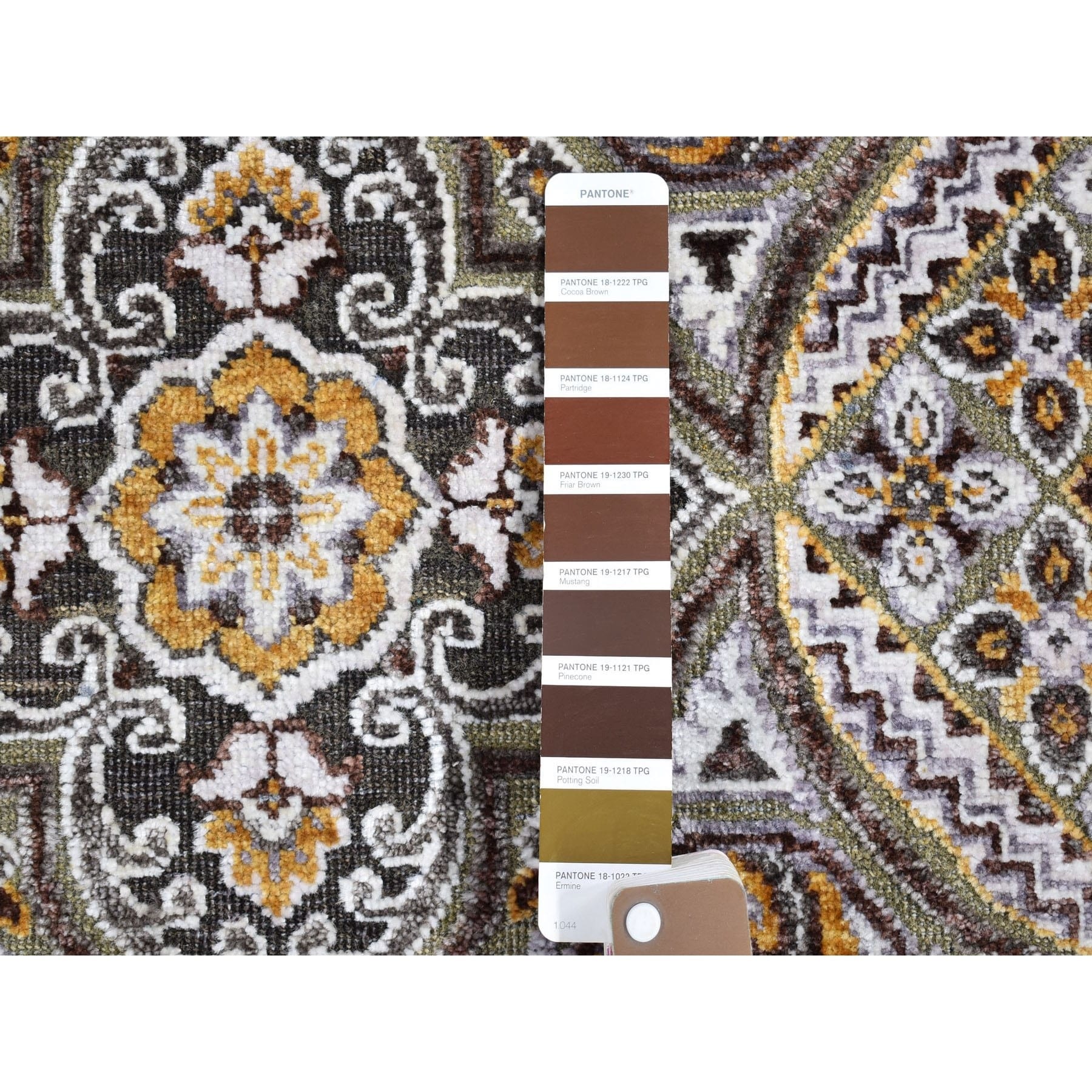 Shahbanu Rugs Brown And Gray Textured Wool And Silk Mughal Inspired Medallions Design Xl Runner Oriental Rug 2 6 X 22 5 Overstock