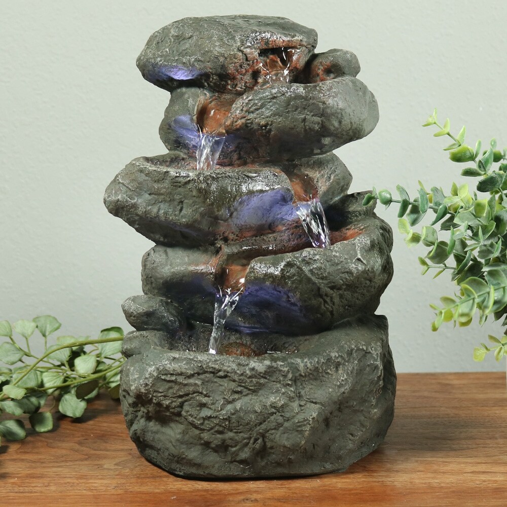 Shop Indoor Tabletop Fountain: Stacked Rocks Design Illuminated ... Shop Indoor Tabletop Fountain: Stacked Rocks Design Illuminated ...