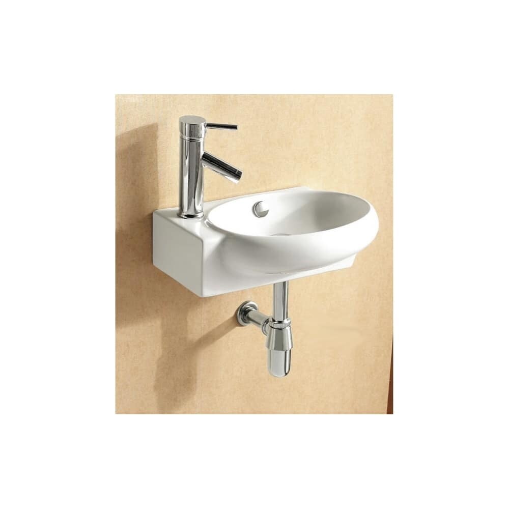 Nameeks Ca4522 Caracalla 17 1 2 Ceramic Wall Mounted Bathroom Sink With 1 Faucet Hole And Overflow White