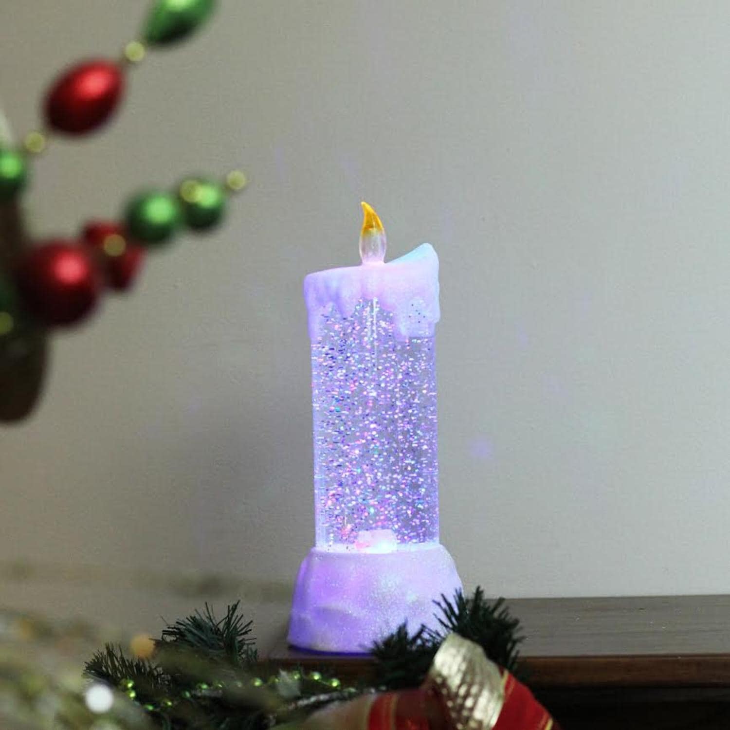 Shop 9 5 Led Lighted Dripping White Swirling Glitter Candle