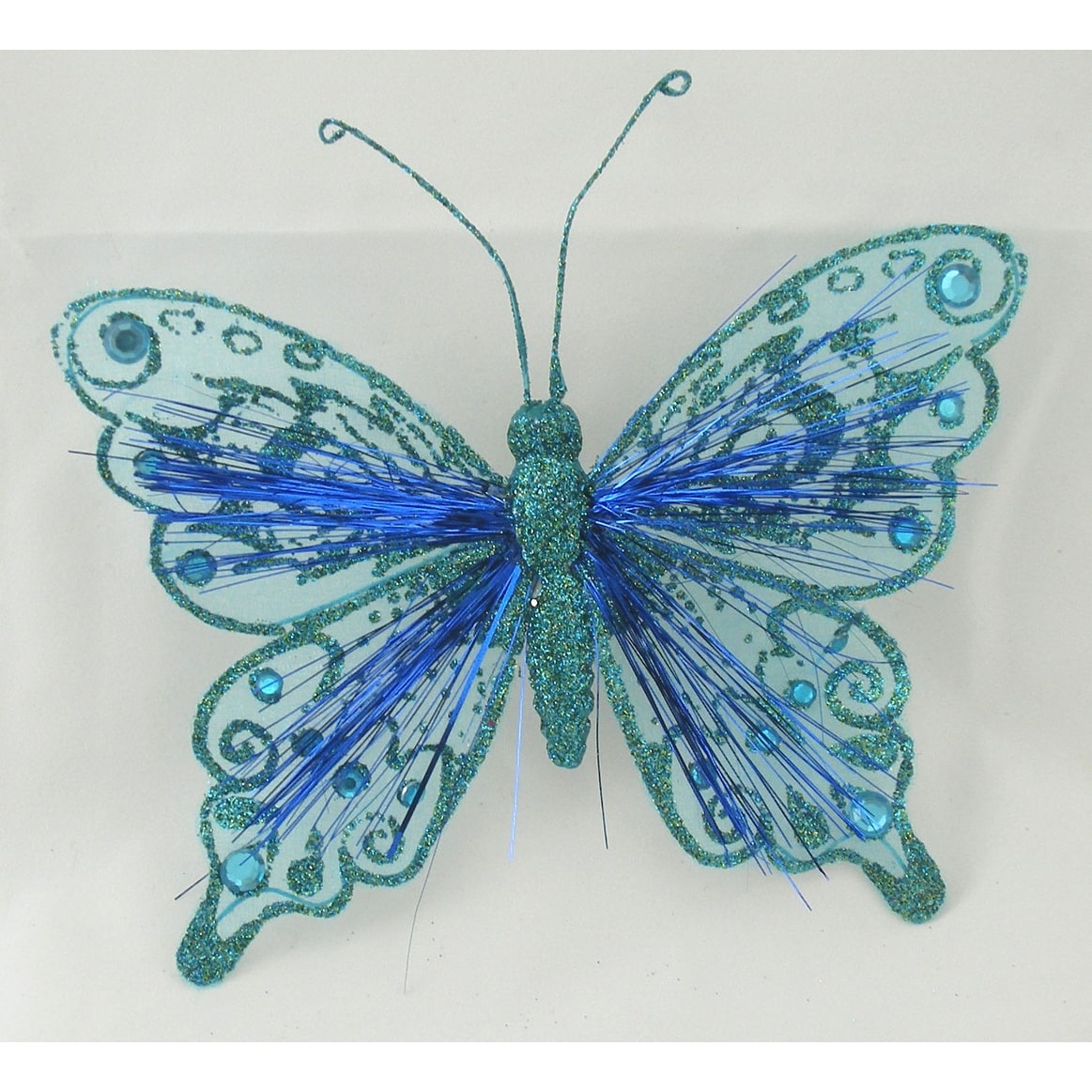 Factory Direct Craft Blue Glitter Tinsel Butterflies12 ButterfliesDesigned