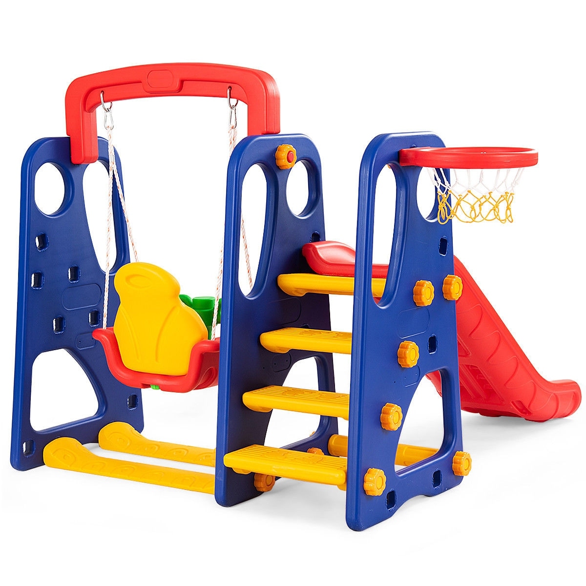 Shop Goplus 3 In 1 Junior Children Climber Slide Swing Seat Basketball Hoop Playset Backyard As Pic Overstock