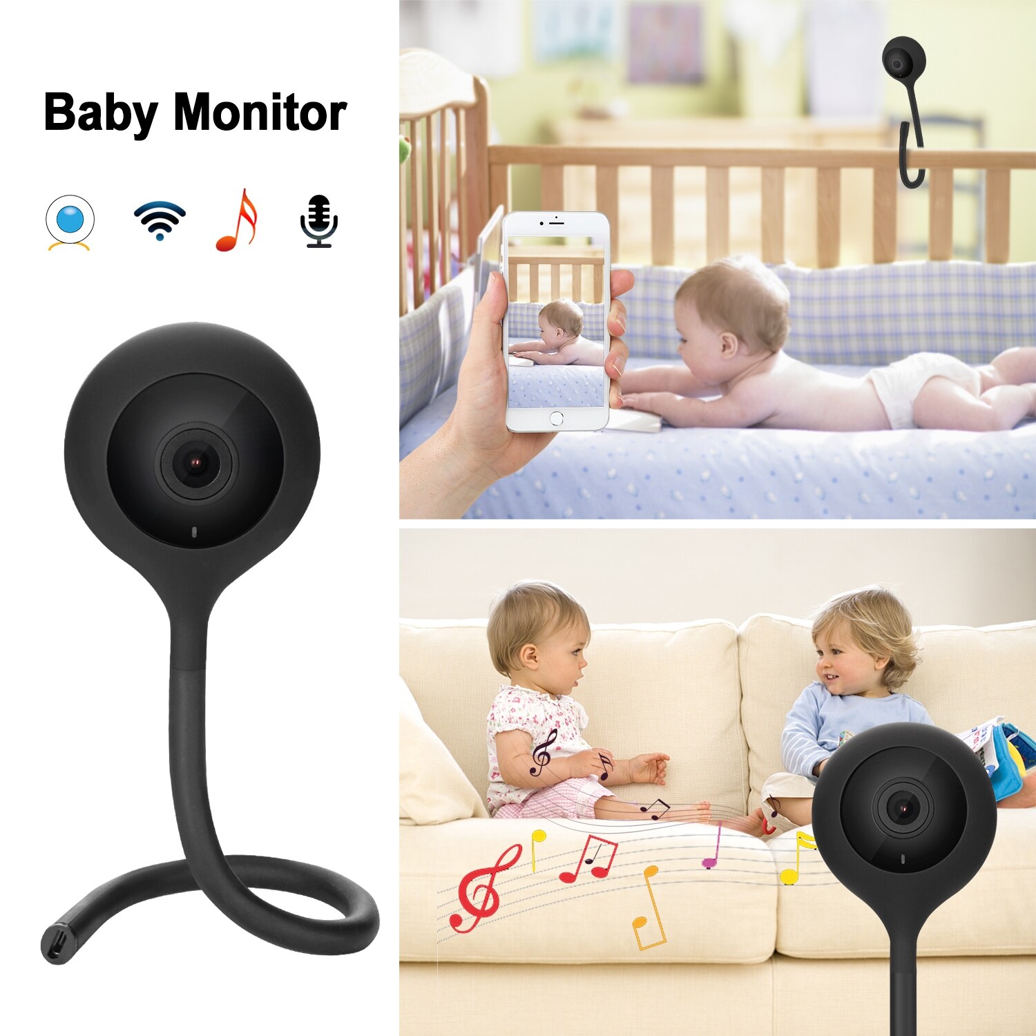 2 room audio baby monitor