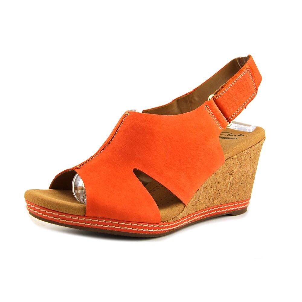 clarks orange wedges