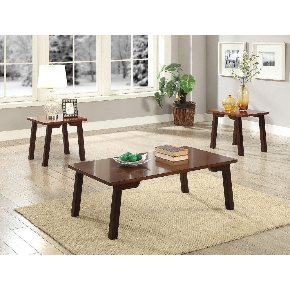 Elegant Wooden Coffee End Table Set 3 Piece Pack Walnut Brown Elegant Wooden Coffee End Table Set 3 Piece Pack Walnut Brown Free Shipping Today 24230622