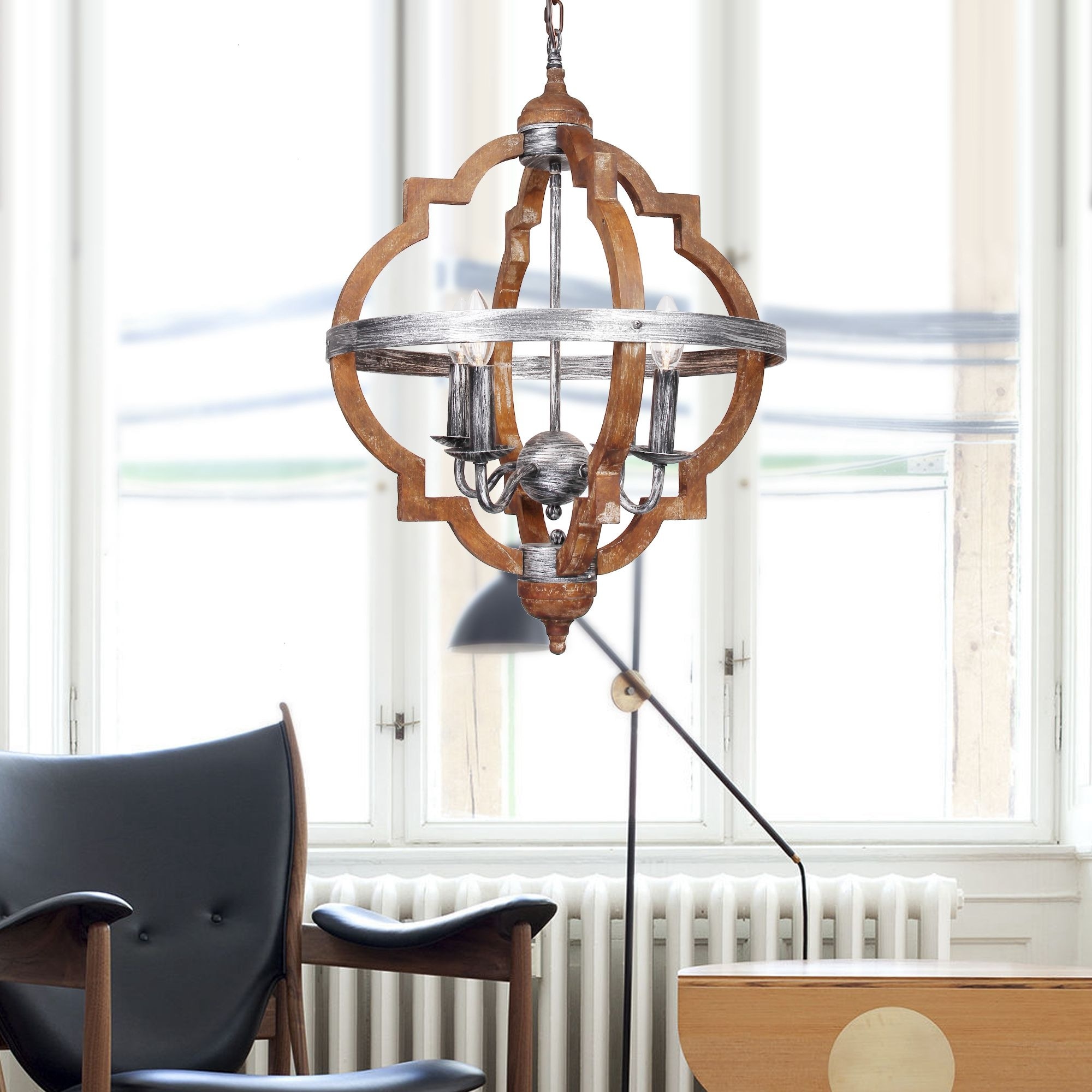 Shop rustic 4 light distressed wood chandelier free shipping today overstock com 20671529