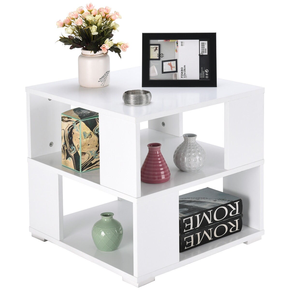 Shop Gymax Modern Wood Square Coffee End Side Table With Storage Shop Gymax Modern Wood Square Coffee End Side Table With Storage